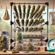 Illustration of a Tiered Drying Rack Used for Cannabis