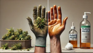 Illustration of Sticky Residue Resulting from Harvesting Cannabis